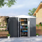 Garden Tool Shed in Galvanized Steel with 2 Doors, 246x117x180 cm, Dark Grey