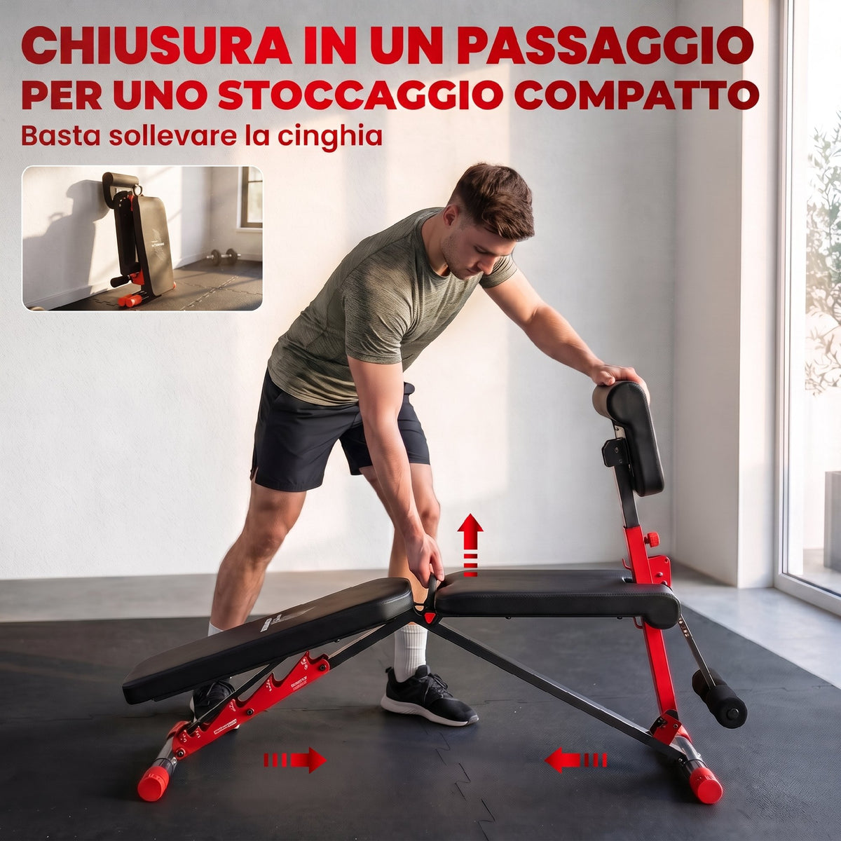 SPORTNOW Adjustable and Foldable Weight Bench with 6-Level Adjustable Backrest, Red
