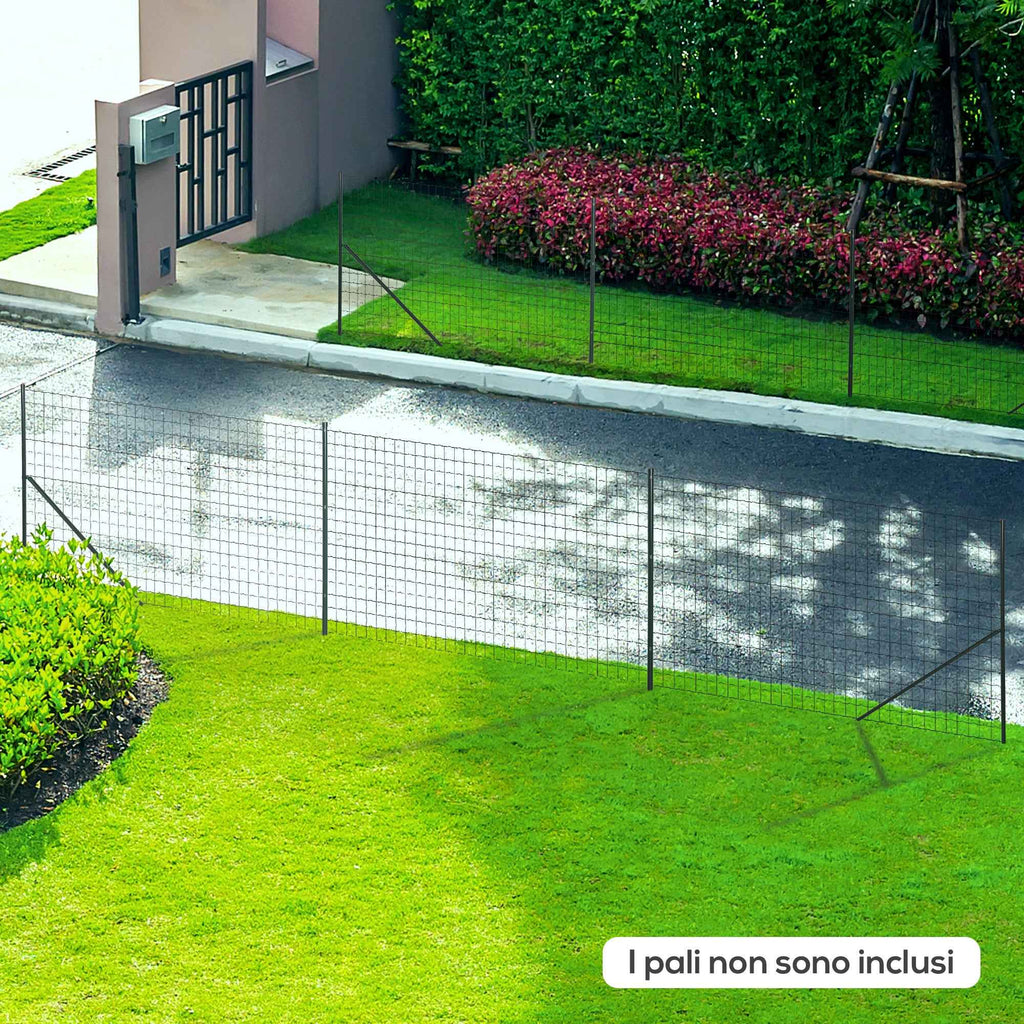 Outsunny Steel and PVC Fence Netting for Outdoor Spaces, 25m Roll and 1.7m Height, Green