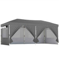 Outsunny 3x6m Pop Up Folding Gazebo with 6 Side Walls, Sandbags, Wheeled Bag, UV50+, Dark Grey