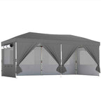Outsunny 3x6m Pop Up Folding Gazebo with 6 Side Walls, Sandbags, Wheeled Bag, UV50+, Dark Grey
