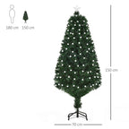 150cm Artificial Christmas Tree with 170 LED Lights and Fiber Optic Lights, Christmas Tree with Built-in Lights and 170 Branches and Foldable Metal Base, Green