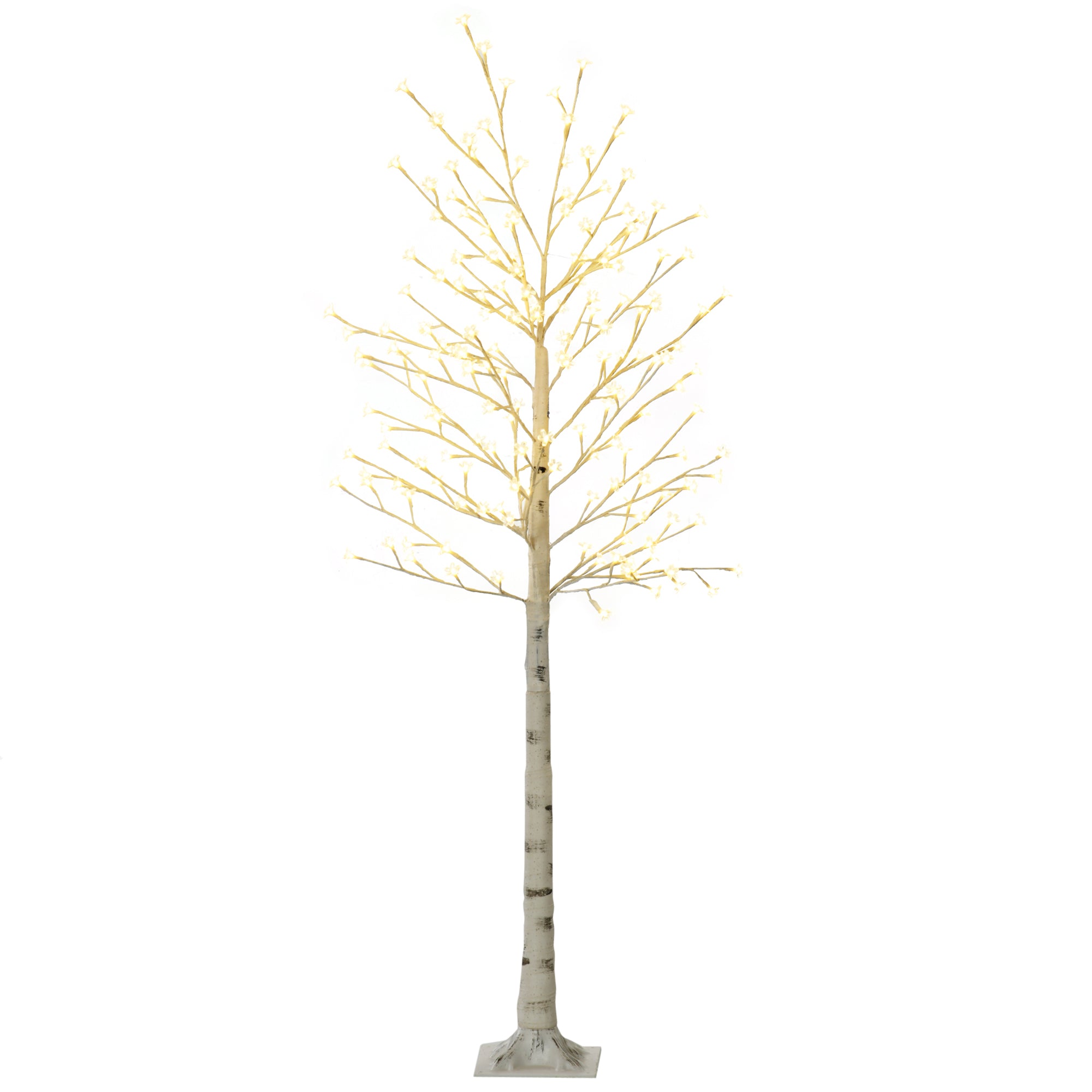 180cm Tall Birch Tree with 180 LED Lights and 3 Brightness Levels for Indoor and Outdoor Use, White