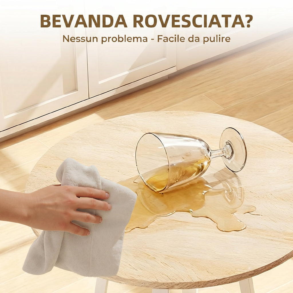 HOMCOM Round High Table with Shelf, Modern Kitchen or Dining Table, for 2 People, Natural and White