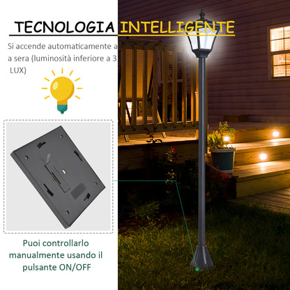 Garden Lamp Outdoor LED Solar Powered Floor Lamp Waterproof IP44, 15x15x120 cm, Black - Borgè