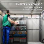 Garden Shed with Acrylic Skylight and Drainage Holes, Steel, 162x259x201 cm, Dark Grey