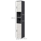 kleankin Bathroom Column in Chipboard with 2 Open Shelves and 2 2-Tier Cabinets, 30x30x183 cm, Gray - Borgè