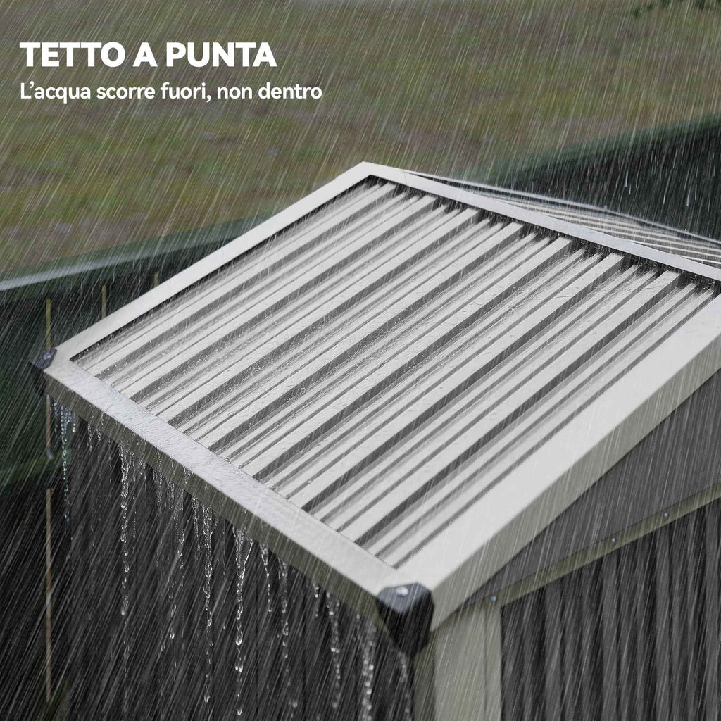 Outsunny 1.1m² Steel Garden Shed with Lockable Double Doors, 133x87x178cm, Silver Grey