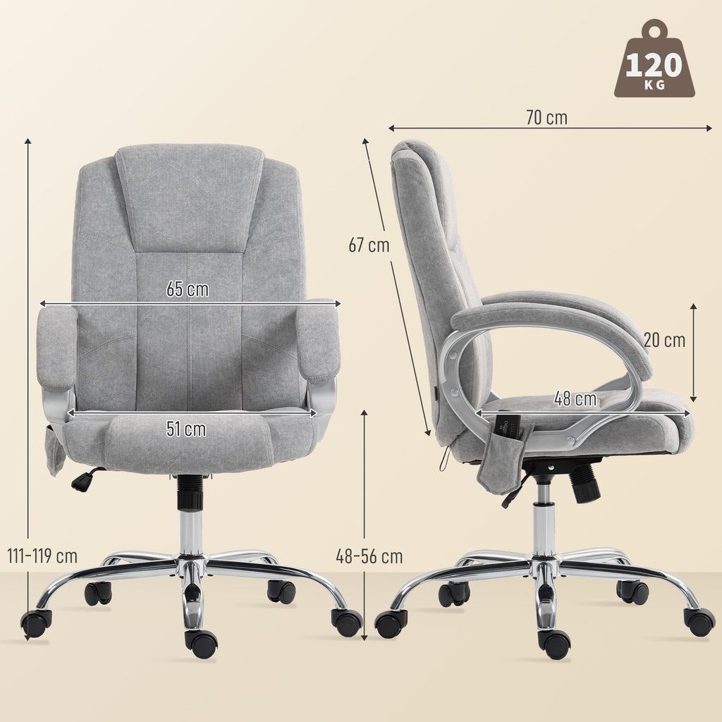 4-Point Massage Office Chair with Heater and Removable Footrest, Grey