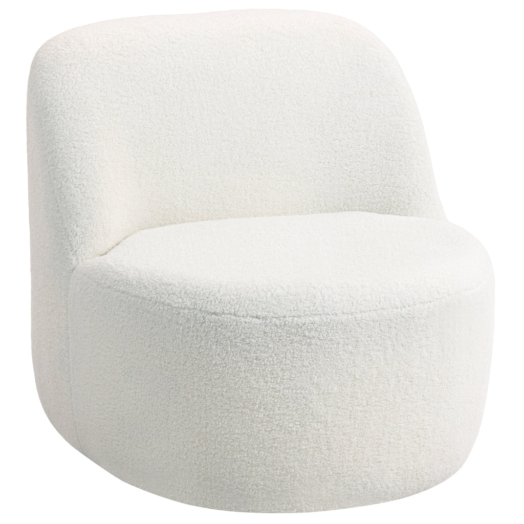 Ergonomic Backrest Lounge Chair in Sherpa Fabric and Foam, 73x82x71 cm, Cream White