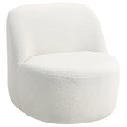 Ergonomic Backrest Lounge Chair in Sherpa Fabric and Foam, 73x82x71 cm, Cream White