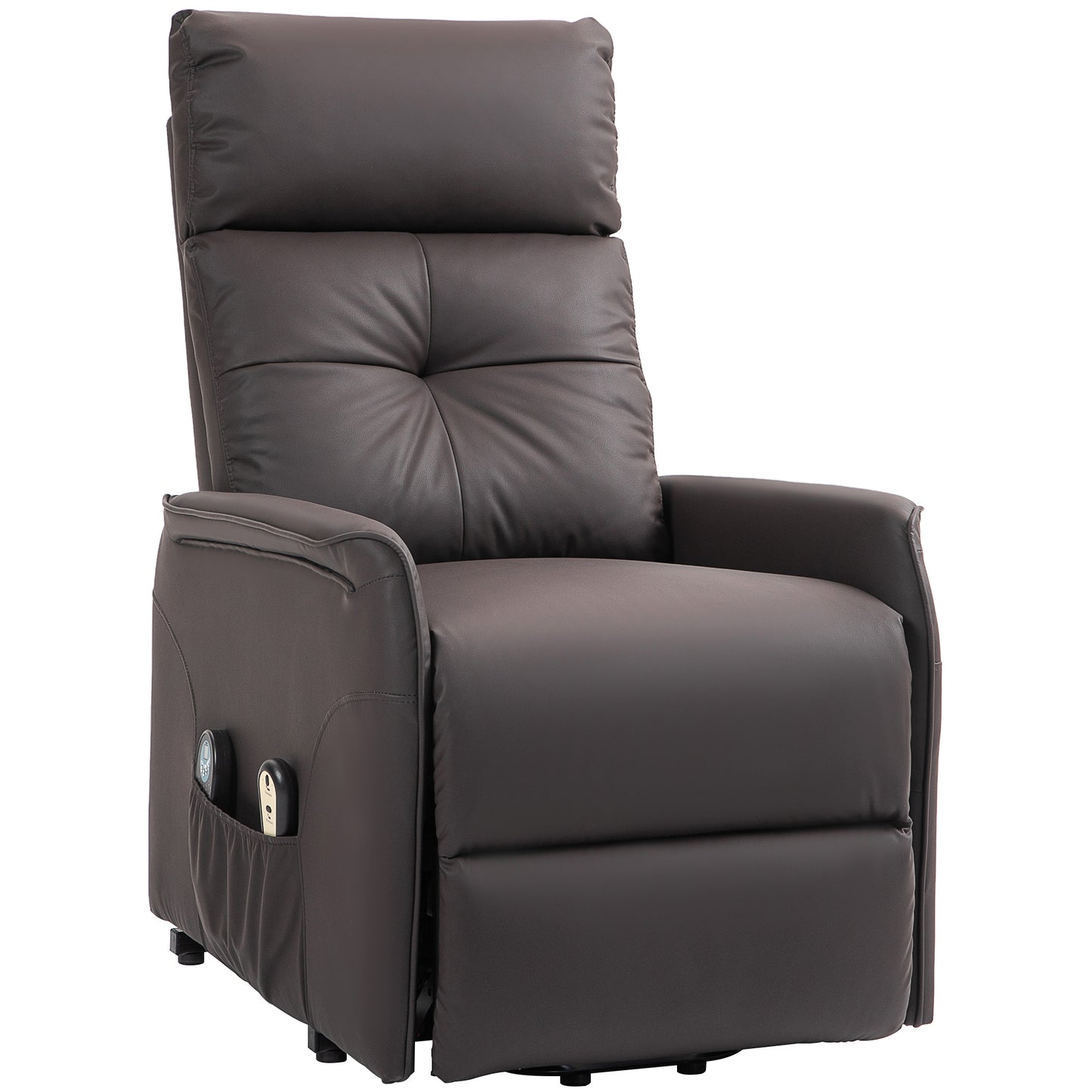 Lift and Recliner Relax Chair with 8 Massage Points and Heating, 2 Remote Controls, Brown - Borgè