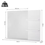 kleankin Bathroom Wall Cabinet 60 x 10 x 48cm, with Mirror and 3 Shelves, White MDF Wall Cabinet