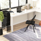 Set of 2 Folding Chairs Padded in PU Faux Leather and Metal, 45x46x78 cm, Black