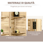 4-Panel Folding Room Divider with Shelves, Paulownia Wood, 162 x 170 cm, Wood