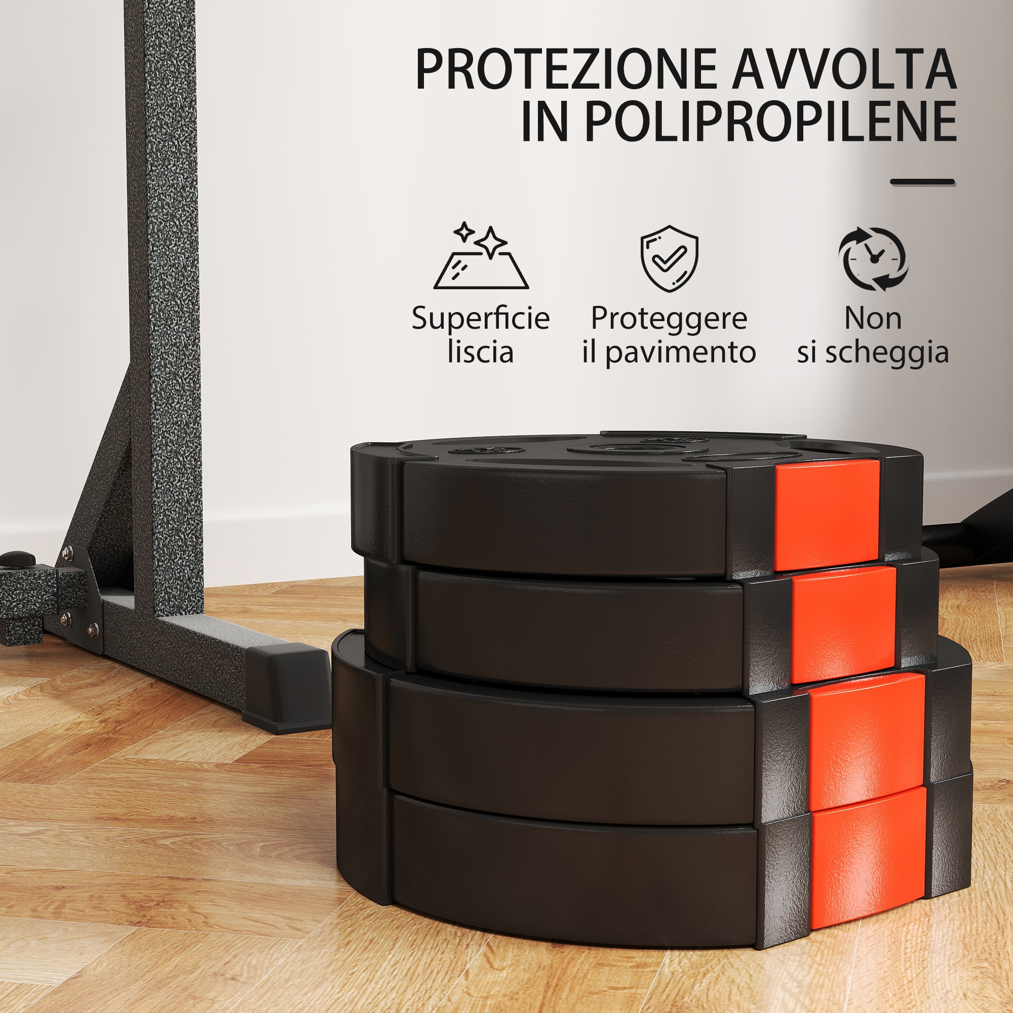 SPORTNOW Weight Kit with 2 10 kg Discs and 2 5 kg Discs in Polypropylene and Sand, Ø34x6 cm and Ø27x4.5 cm, Black