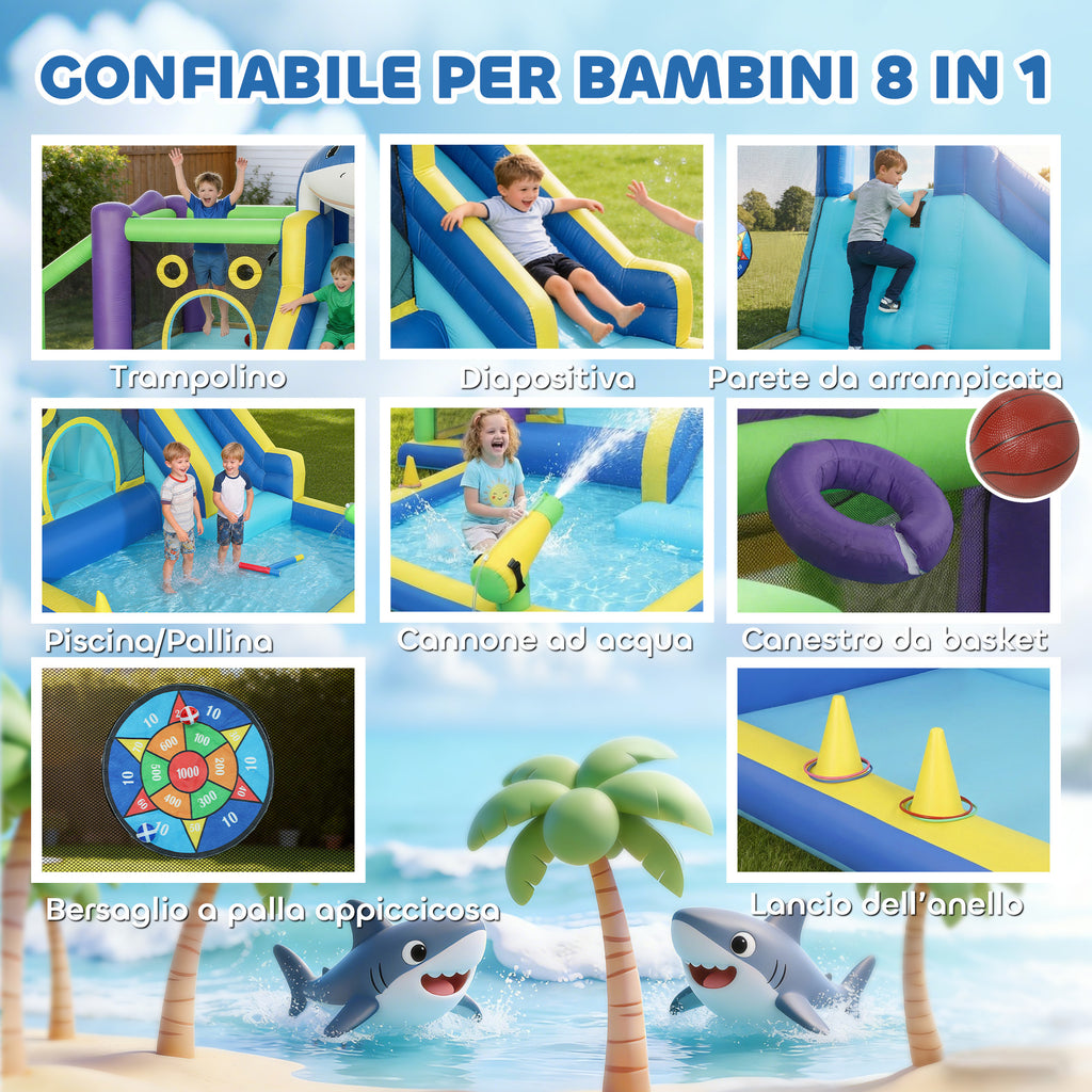 AIYAPLAY Inflatable Shark Theme Slide Pool/Ball Pool for Outdoor Fun for Kids