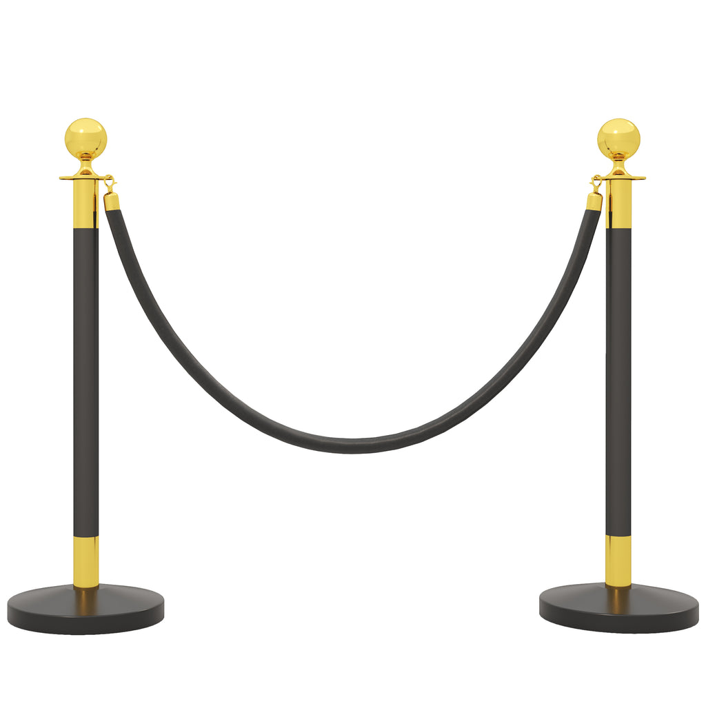 Stainless Steel Path Markers with 1.5 m Black Velvety Rope and Fillable Base, Ø32x96 cm