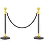 Stainless Steel Path Markers with 1.5 m Black Velvety Rope and Fillable Base, Ø32x96 cm