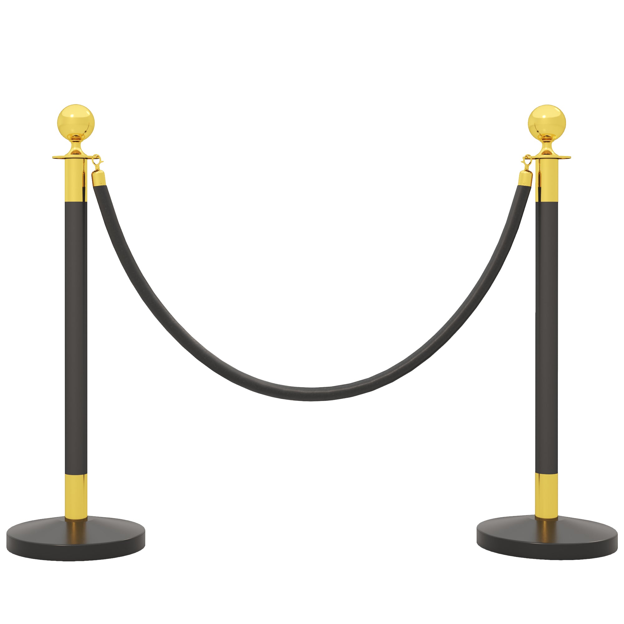 Stainless Steel Path Markers with 1.5 m Black Velvety Rope and Fillable Base, Ø32x96 cm