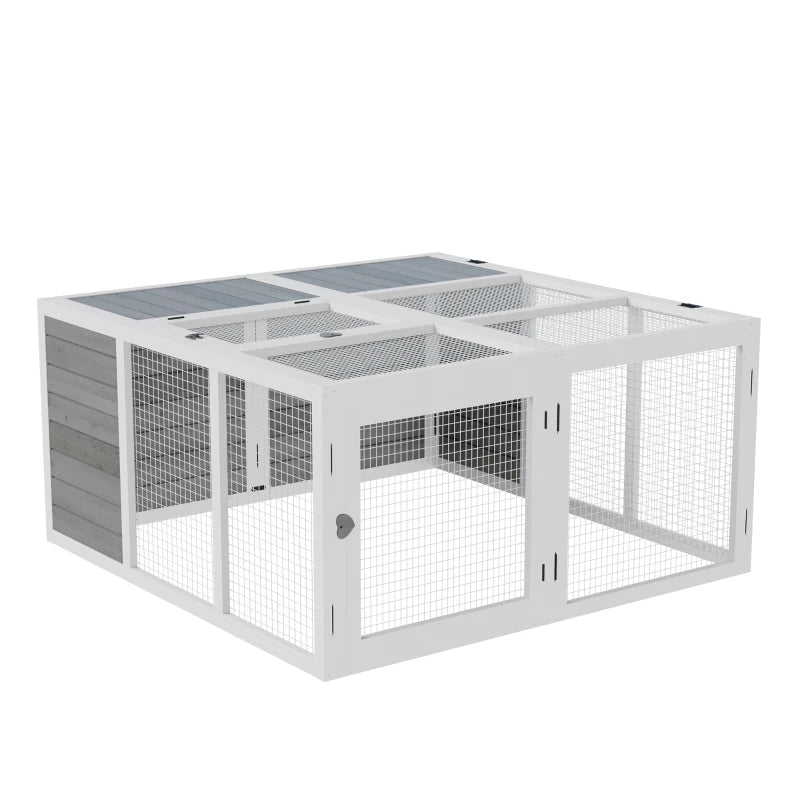 Outdoor and Indoor Rabbit Hutch with Opening Roof, Cage for 2-4 Rabbits in Wood and Metal, Grey 120x120x60cm - Borge' Group Limited