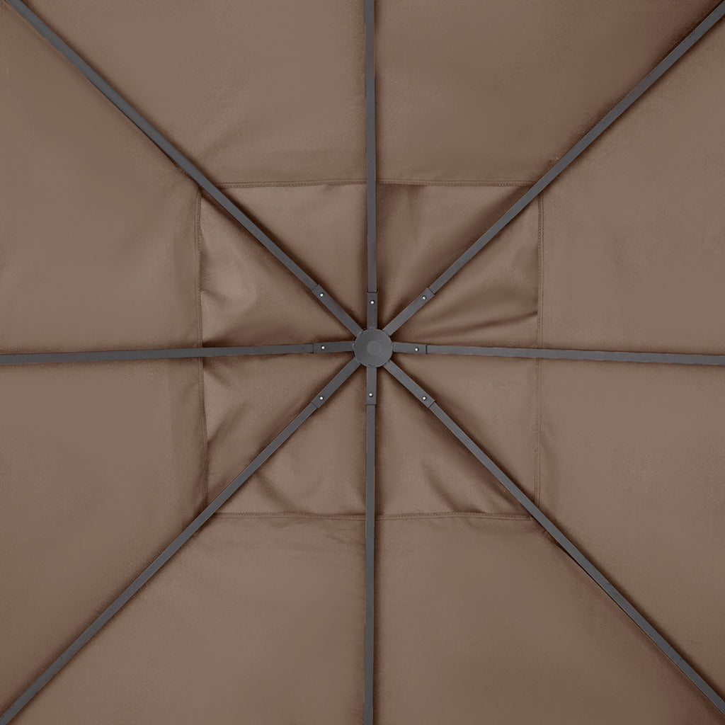 Outsunny 3x3m Garden Gazebo Replacement Roof, 180g/m² Polyester Water Resistant Gazebo Cover with 8 Drainage Holes and Air Vents, Cover Only, 298x295cm, Coffee