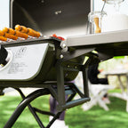 Portable Gas Barbecue with 2 Burners and 2 Side Tables, Lid with Thermometer and Wheels, Black