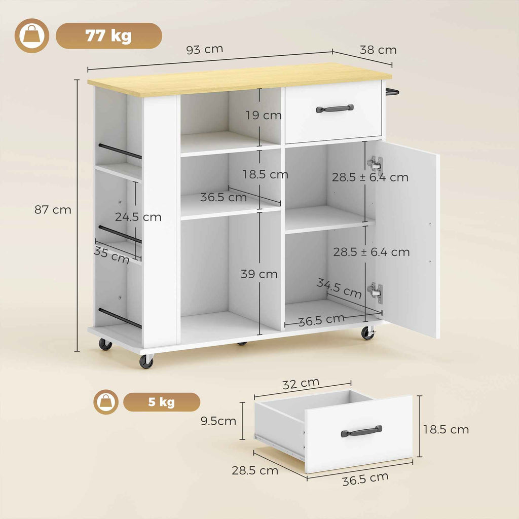 HOMCOM Kitchen Cabinet with Drawer, Cabinet and Adjustable Shelf, White