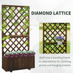 Outsunny Outdoor Fioriera with grilled for climbing and vase, in fir wood, 72.5x31.5x149.5 cm - Borgè