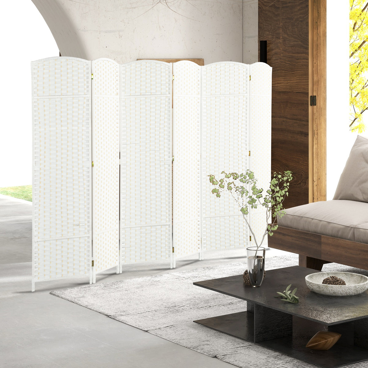 HOMCOM 6-Panel Folding Room Divider, 240x170 cm, White