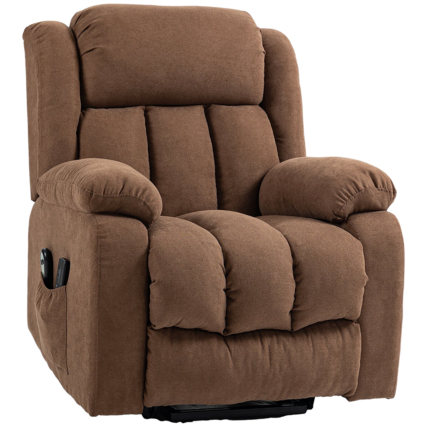 Homcom armchair relaxation with remote control, massant and reclining in fabric, brown - Borgè