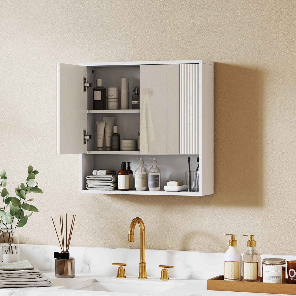 HOMCOM Wall-Mounted Bathroom Cabinet with Soft-Close Doors and Adjustable Shelf