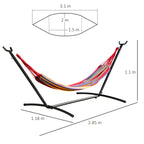 Freestanding Garden Hammock with Steel Frame and Multicolored Cotton, Carrying Case Included - Borge' Group Limited