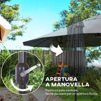 Outsunny Double Umbrella with 12 Ribs, Cross Base and Crank, in Steel and Polyester, 455x265x238 cm, Grey