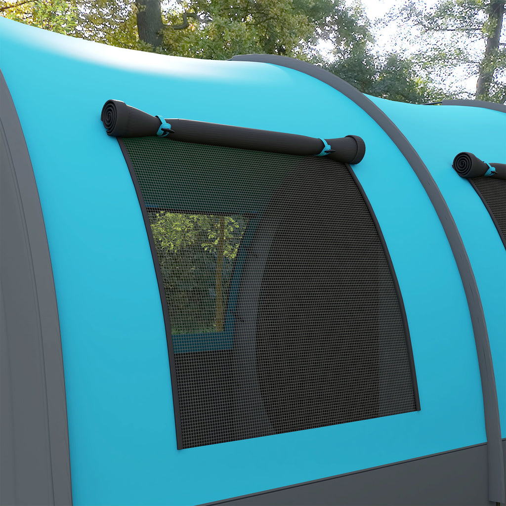Outsunny Waterproof 5-Person Camping Tent with Night and Day Area, in Polyester, 480x260x200 cm, Gray and Blue - Borgè