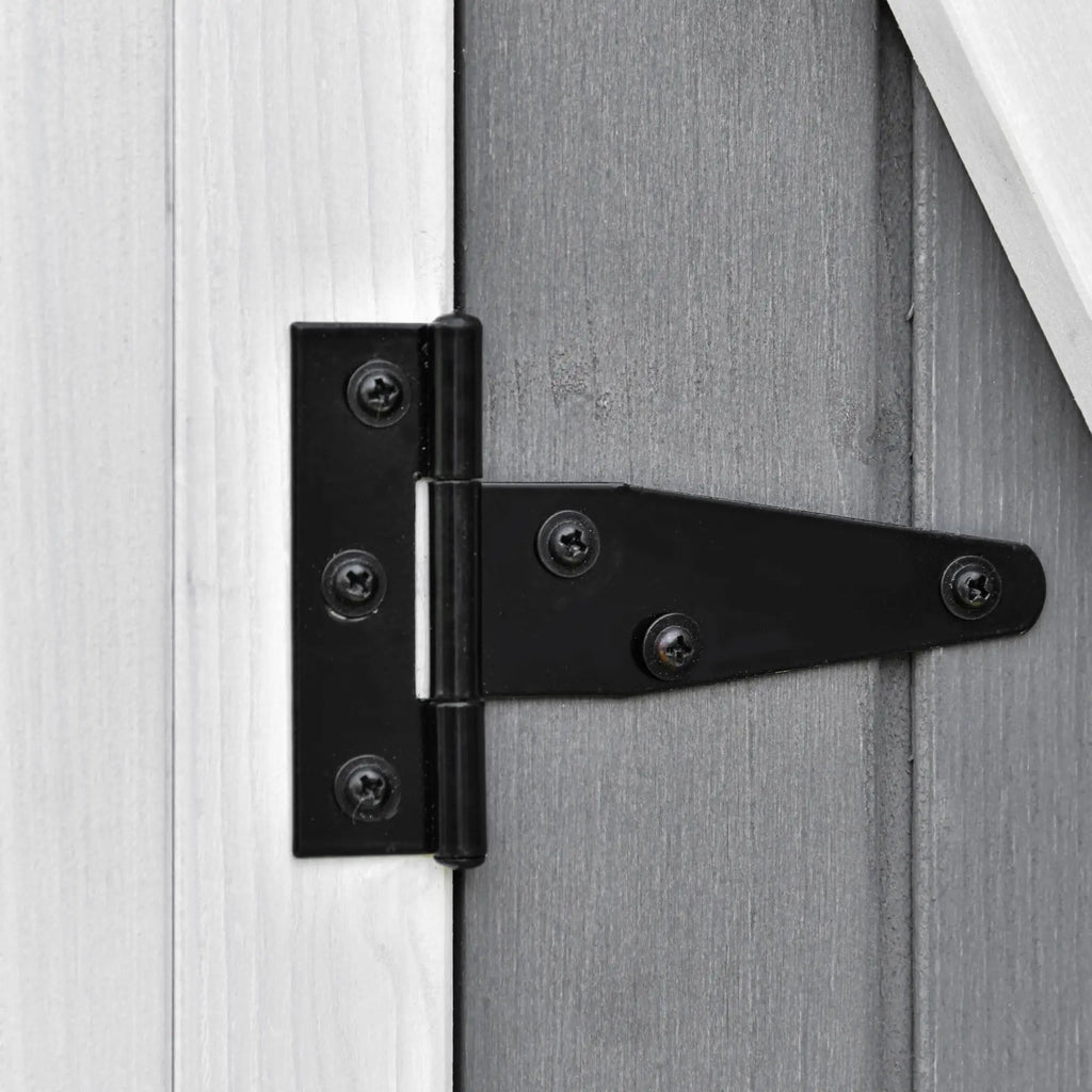 Wooden Garden Shed with 2 Doors, Outdoor Garden Tool Cabinet with a Stool, 139x75x147/160cm - Borge' Group Limited