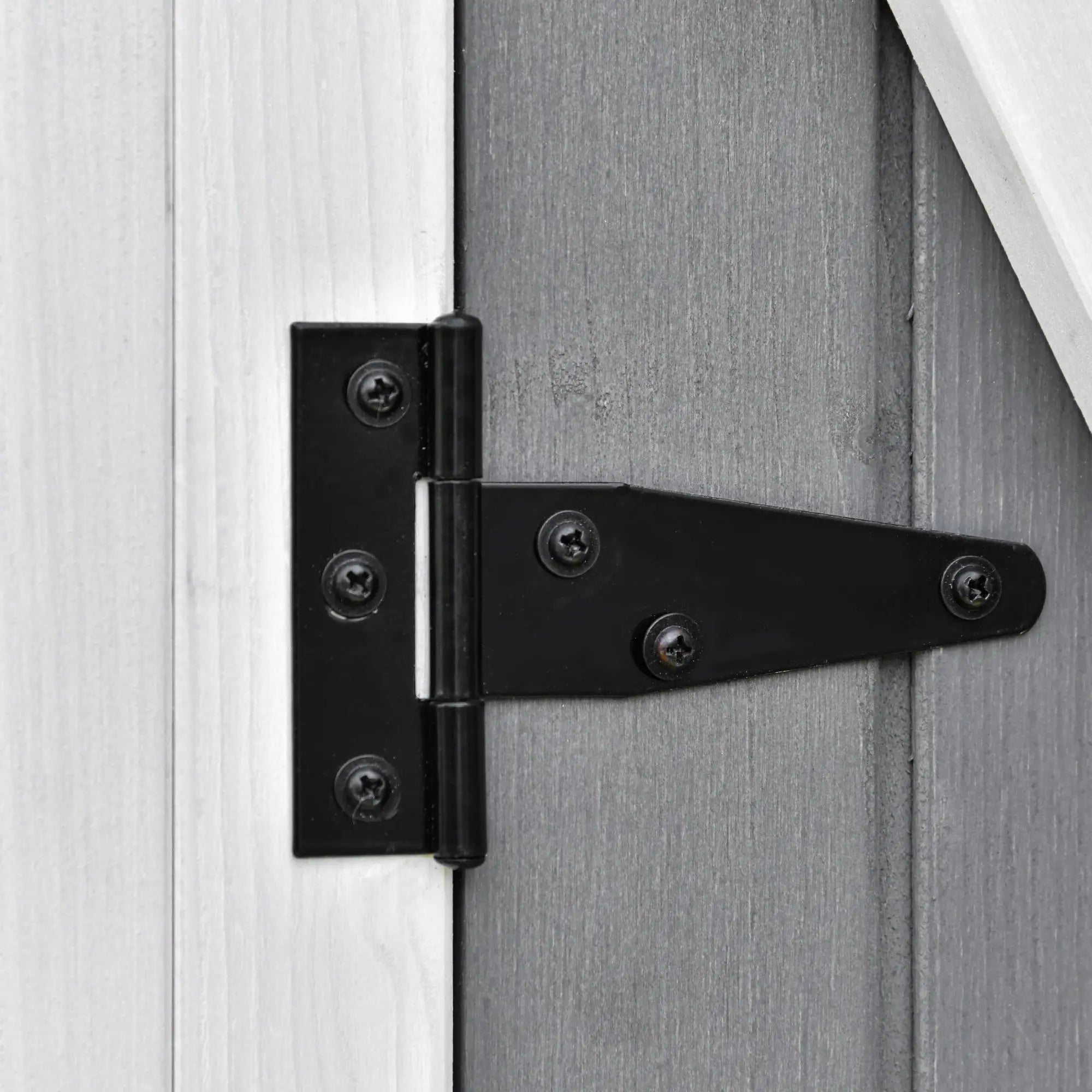 Wooden Garden Shed with 2 Doors, Outdoor Garden Tool Cabinet with a Stool, 139x75x147/160cm - Borge' Group Limited