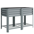 Outsunny Raised Planter with Storage Shelf, 150L, Galvanized Steel, Height 80 cm, for Garden or Outdoor Patio