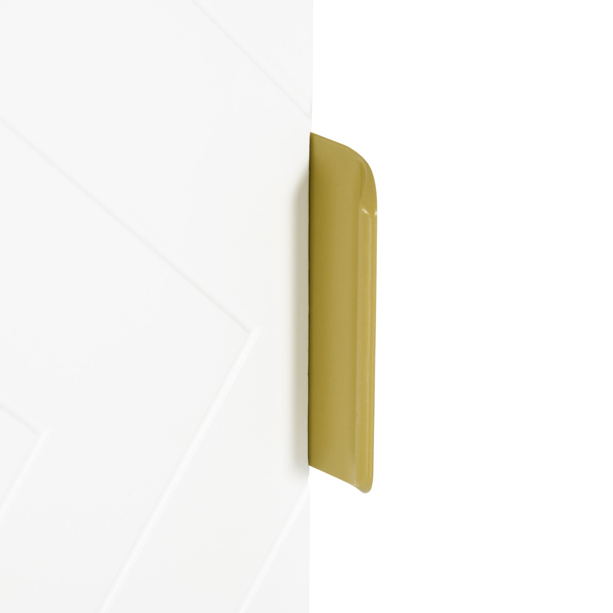 Wall-Mounted Bathroom Cabinet with Decorated Door, Gold Handle and Adjustable Shelves, 40x15x60 cm, White