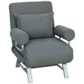 HOMCOM 3-in-1 Sofa Bed with 5-Level Reclining Backrest, Linen-Effect Fabric, 73x78x81 cm, Dark Grey