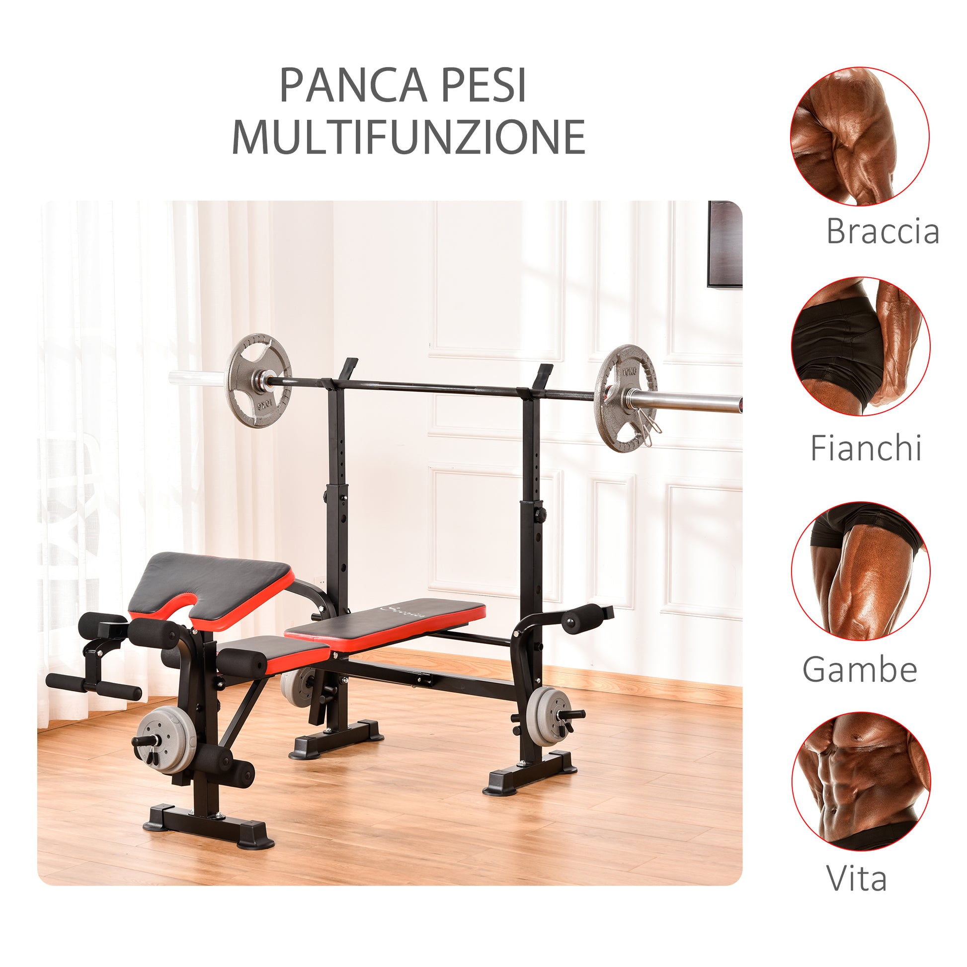 Weight Bench with Leg Developer Barbell Rack for Weight Lifting and Strength Training Multifunctional Workout Station for Home Gym Fitness - Borgè