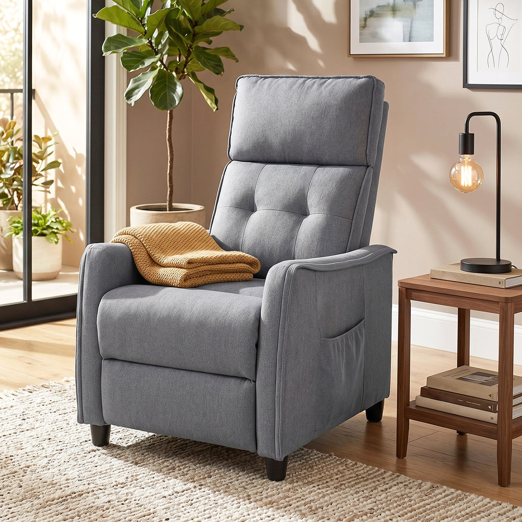 HOMCOM 160° Reclining Massage Chair with Footrest and Remote Control, 69x93x104 cm, Light Grey Linen Effect