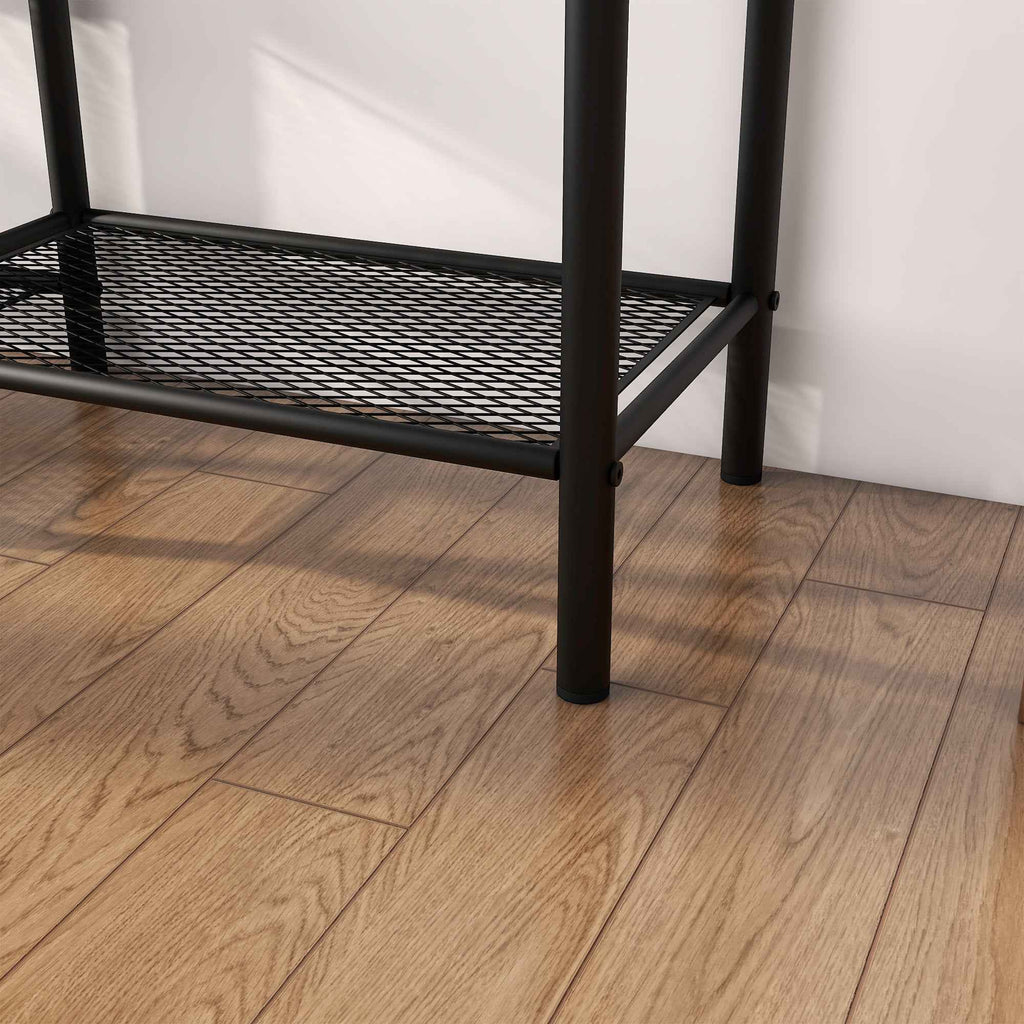 HOMCOM 6-Hook Coat Rack, Chipboard and Steel, Shoe Rack, 92.5 x 28.2 x 182 cm