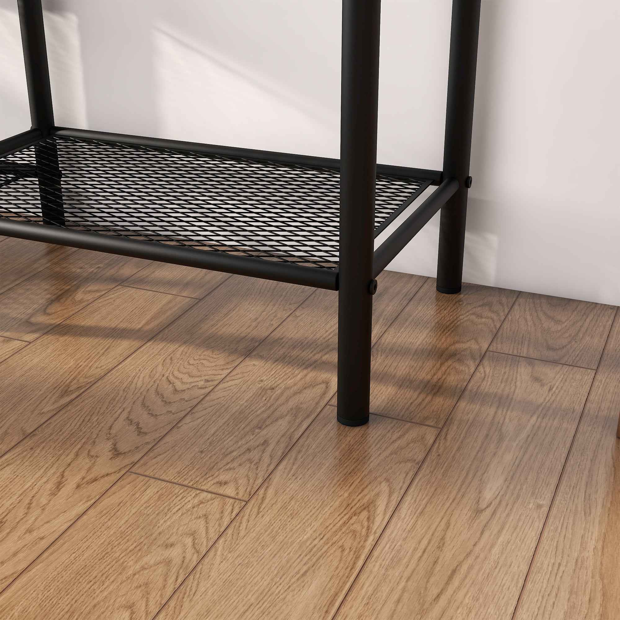 HOMCOM 6-Hook Coat Rack, Chipboard and Steel, Shoe Rack, 92.5 x 28.2 x 182 cm