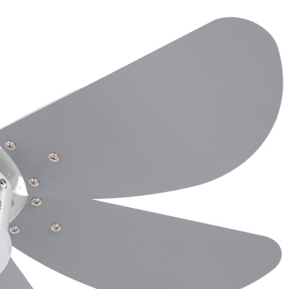 Ceiling Fan with LED Light and Chain Switch, in MDF and Acrylic, Ø76x41.5 cm, Gray and White - Borgè