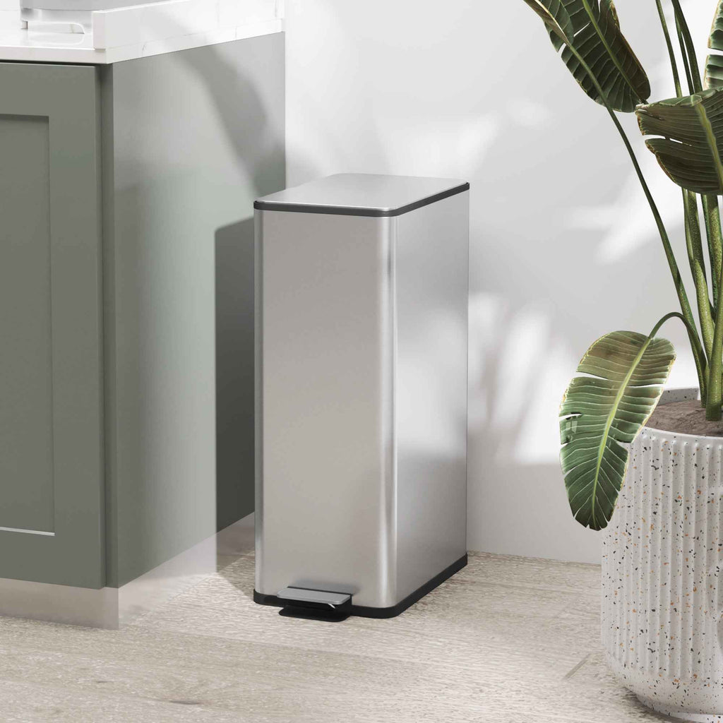 HOMCOM 20L Dustbin with Soft Closure and Removable Bucket, Steel and PP, 21.5x37.2x57 cm, Silver