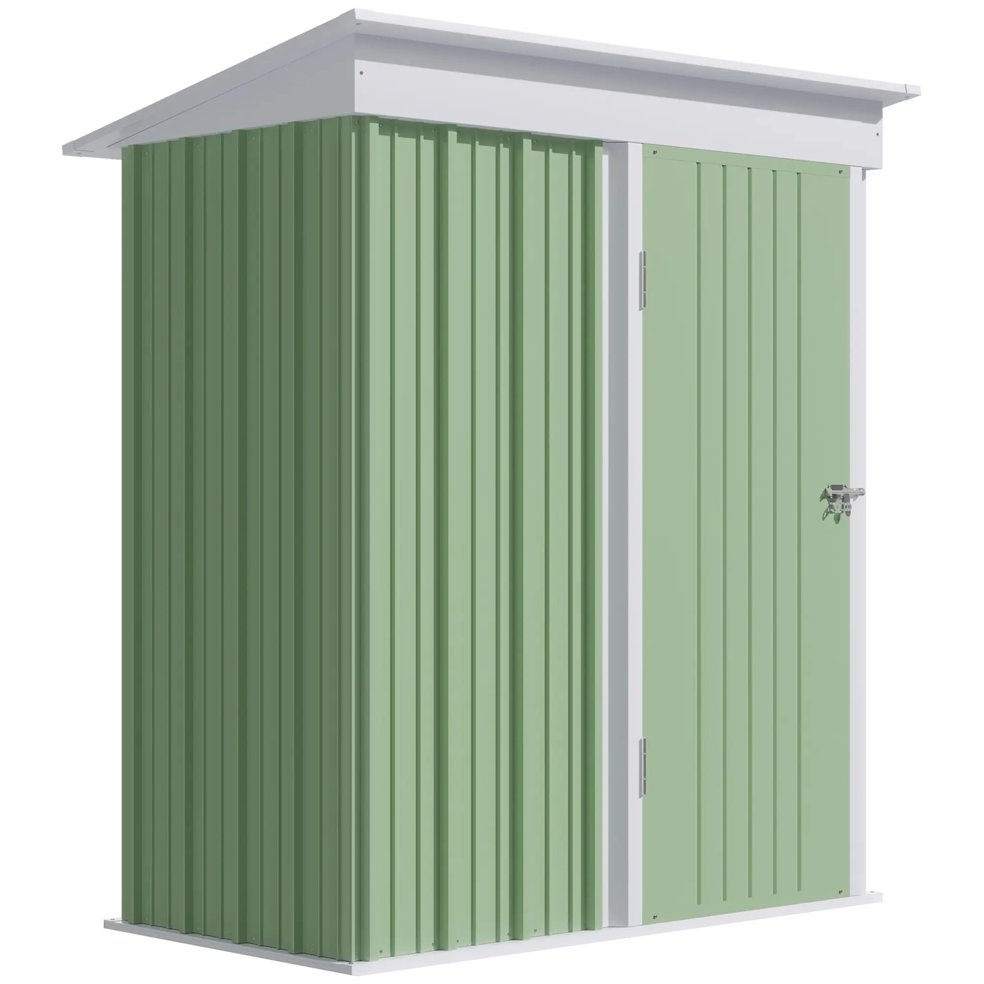 Steel Garden Shed with Lockable Door, 161x95x163/181cm, Green - Borge' Group Limited