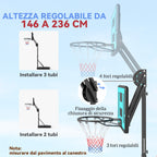 SPORTNOW Adjustable Outdoor Basketball Hoop 146-236cm with Wheels and Fillable Base, Black