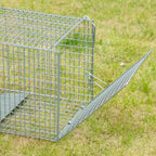 Foldable Steel Trap Cage for Live Animals, 81x26x34.5cm, Silver
