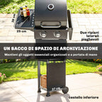 Outsunny 2-Burner Portable Propane Gas Grill with Thermometer, Black